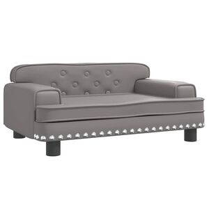 vidaXL Sof&aacute; para ni&ntilde;os de cuero sint&eacute;tico gris 70x45x30 cm