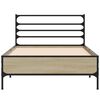 vidaXL Estructura cama madera ingenier&iacute;a metal roble Sonoma 90x190 cm