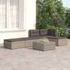 vidaXL Set de muebles de jard&iacute;n 5 pzas y cojines rat&aacute;n sint&eacute;tico gris