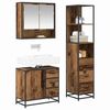 vidaXL Juego de muebles de ba&ntilde;o con caj&oacute;n 3 pcs Madera envejecida