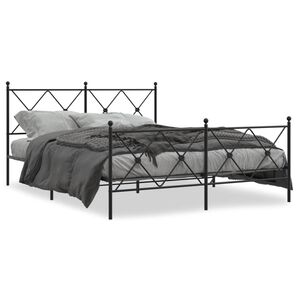 vidaXL Estructura cama sin colch&oacute;n con estribo metal negro 150x200 cm
