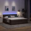 vidaXL Cama otomana con colch&oacute;n y LED tela marr&oacute;n oscuro 180x200cm