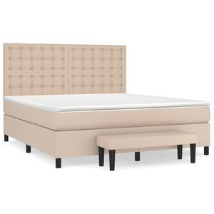 vidaXL Cama box spring con colch&oacute;n cuero sint&eacute;tico capuchino 160x200cm
