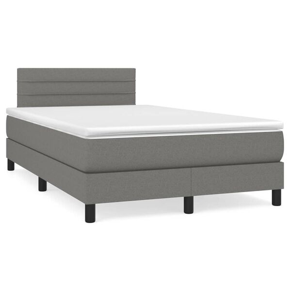 vidaXL Cama box spring con colch&oacute;n tela gris oscuro 120x190 cm