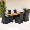 vidaXL Set de comedor de jardín 9 pzas y cojines ratán sintético negro