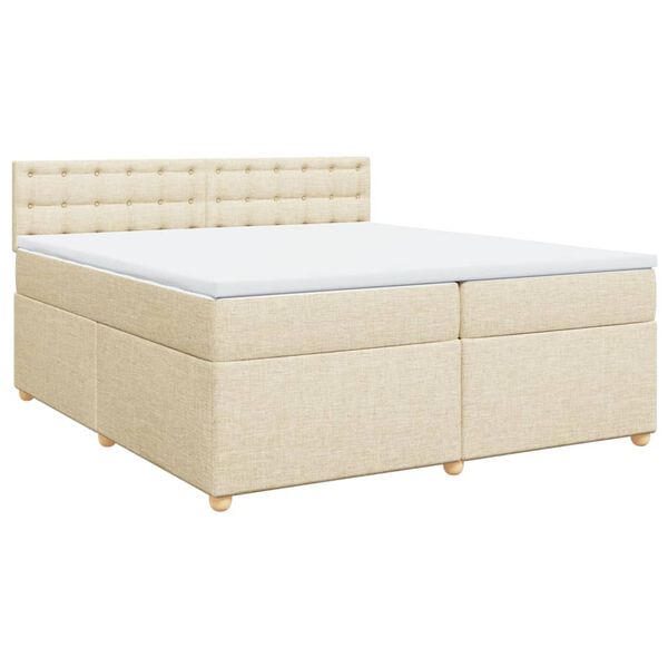 vidaXL Cama box spring con colch&oacute;n tela color crema 200x200 cm