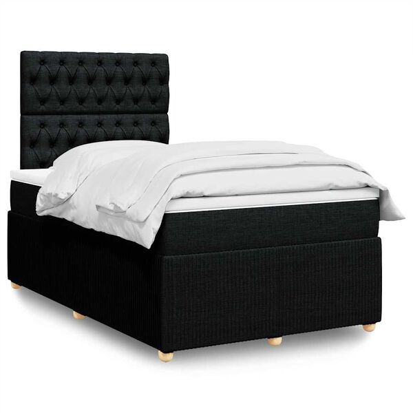vidaXL Cama box spring con colch&oacute;n tela negro 120x200 cm