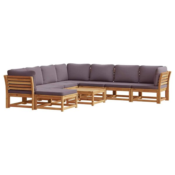 vidaXL Juego de muebles jard&iacute;n 9 pzas con cojines madera maciza acacia