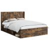 vidaXL Estructura de cama con almacenamiento y cabecero Roble Ahumado