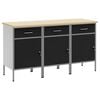 vidaXL Armario de trabajo 3 uds. Negro y Gris 150 x 55 x 85 cm