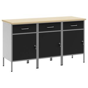 vidaXL Armario de trabajo 3 uds. Negro y Gris 150 x 55 x 85 cm