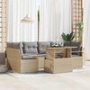 vidaXL Conjunto de sof&aacute; de jard&iacute;n 7 pcs Beige Polirat&aacute;n