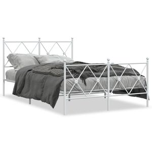 vidaXL Estructura cama sin colch&oacute;n con estribo metal blanco 120x190 cm