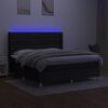 vidaXL Cama box spring colch&oacute;n y luces LED tela negro 160x200 cm