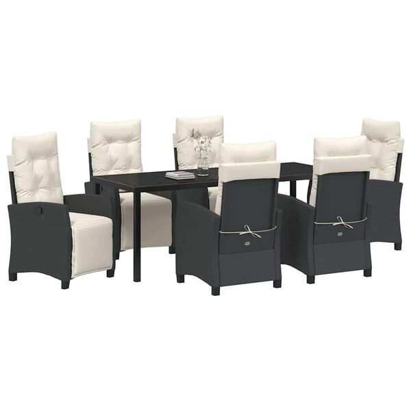 vidaXL Conjunto de Comedor de Jard&iacute;n 7 pcs Negro rat&aacute;n sint&eacute;tico