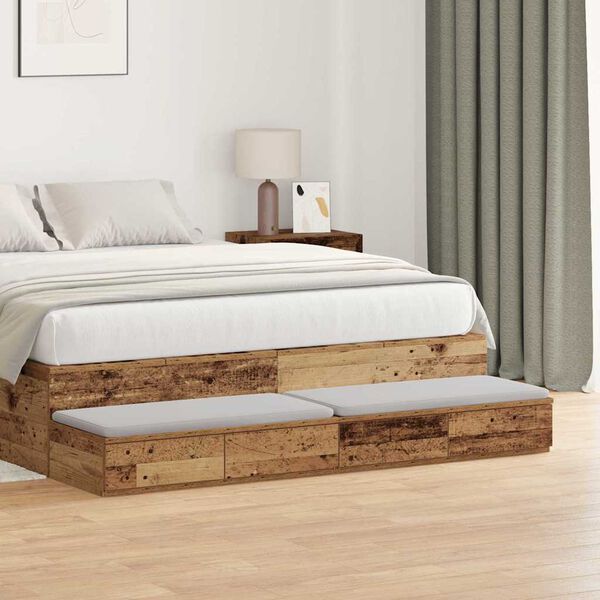 vidaXL Cajones de cama con caj&oacute;n Madera vieja 135 x 36,5 x 16,5 cm
