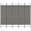 vidaXL Biombo divisor de 5 paneles gris antracita 200x180 cm