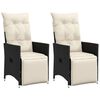 vidaXL Sillones reclinable jard&iacute;n cojines 2 uds rat&aacute;n sint&eacute;tico negro