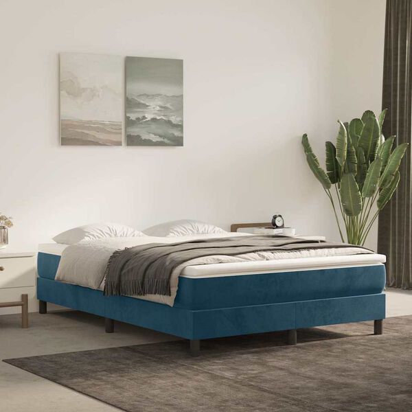 vidaXL Estructura de cama con somier terciopelo azul oscuro 140x190cm