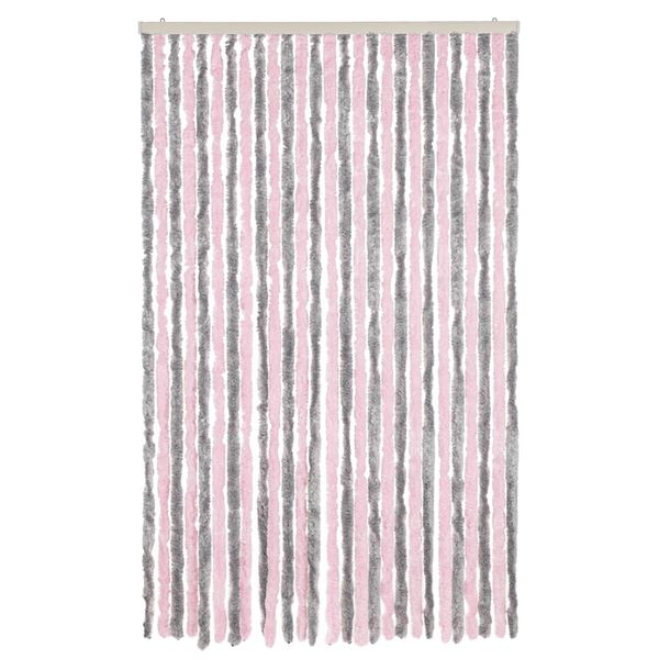 vidaXL Cortina antimoscas chenilla gris plateado y rosa 118x220 cm