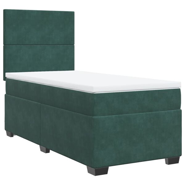 vidaXL Cama box spring con colch&oacute;n terciopelo verde oscuro 90x190 cm
