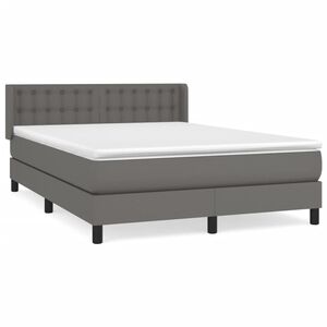 vidaXL Cama box spring con colch&oacute;n cuero sint&eacute;tico gris 140x190 cm