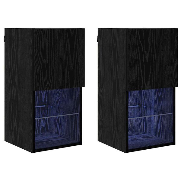 vidaXL Gabinetes para TV Montados en la Pared 2 pcs Roble Negro