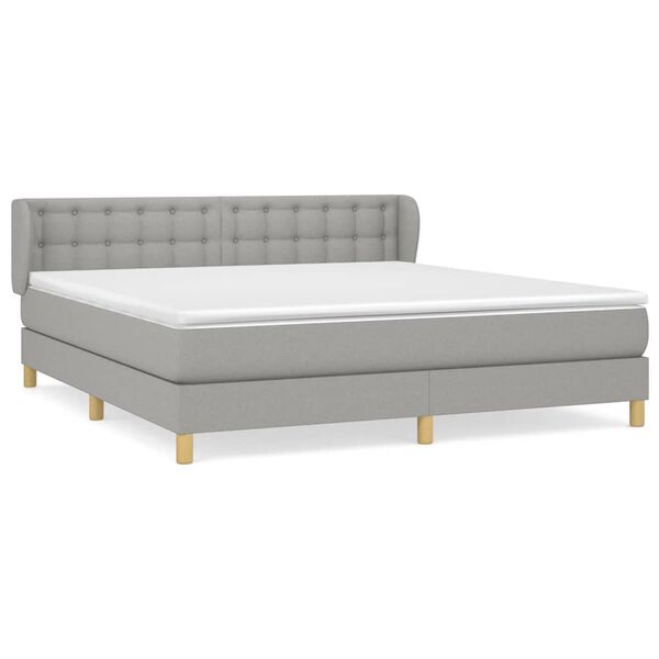 vidaXL Cama box spring con colch&oacute;n tela gris claro 160x200 cm
