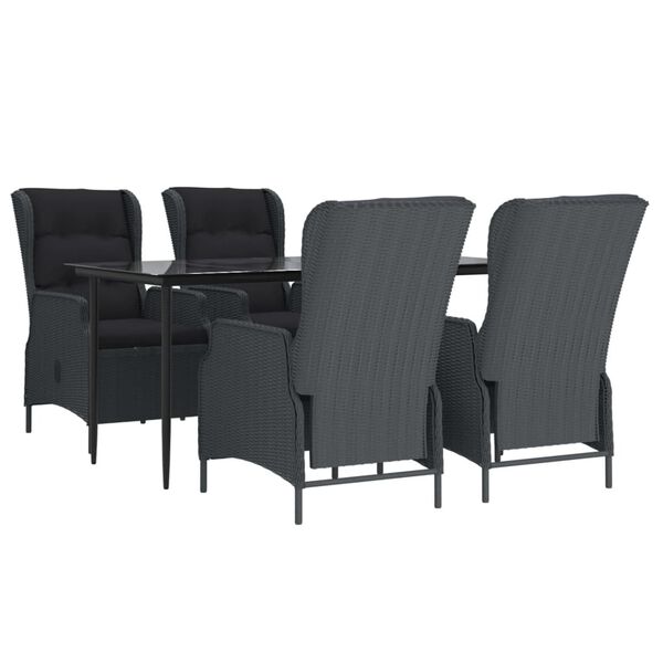 vidaXL Set de comedor para jard&iacute;n 5 piezas rat&aacute;n sint&eacute;tico gris oscuro