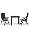 vidaXL Juego de comedor de jard&iacute;n 3 piezas negro