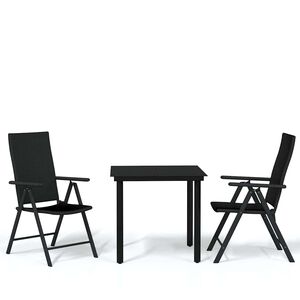 vidaXL Juego de comedor de jard&iacute;n 3 piezas negro