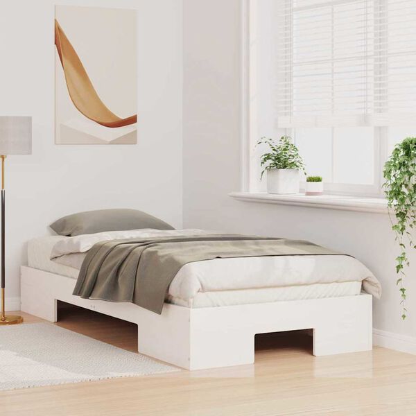 vidaXL Estructura de cama Blanco 75 x 190 cm Madera maciza de pino