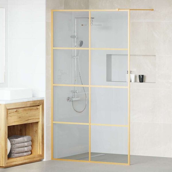 vidaXL Pared de Ducha Walk-in Dorado 115 x 195 cm vidrio templado