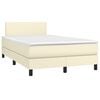 vidaXL Cama box spring colch&oacute;n y LED cuero sint&eacute;tico crema 120x200 cm