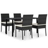 vidaXL Conjunto de comedor de jard&iacute;n 5 piezas rat&aacute;n sint&eacute;tico negro