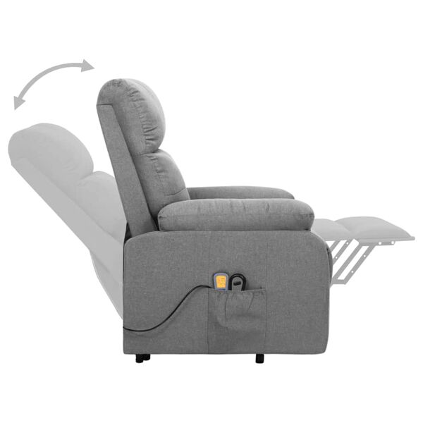 vidaXL Sillón de masaje elevable tela gris claro
