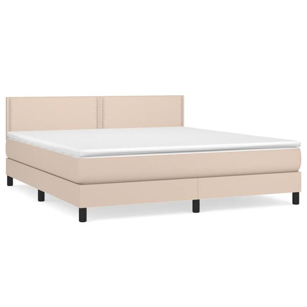 vidaXL Cama box spring con colch&oacute;n cuero sint&eacute;tico capuchino 180x200cm