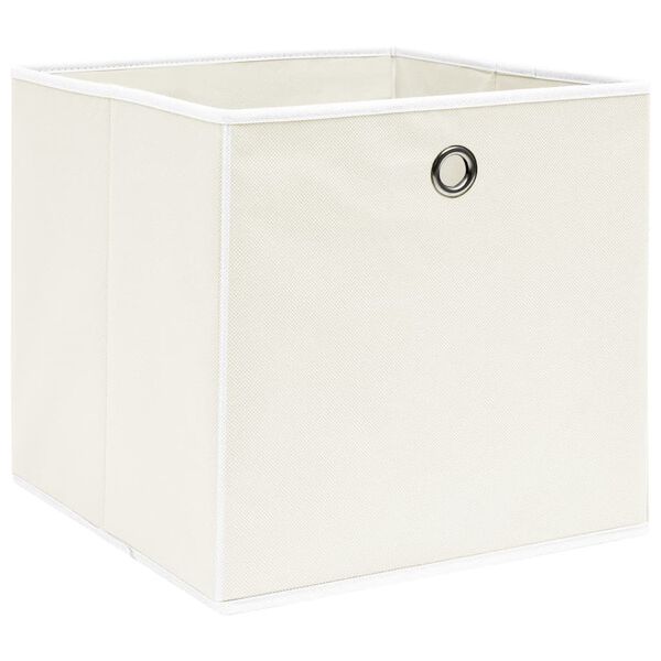 vidaXL Cajas de almacenaje 4 uds tela blanco 32x32x32 cm