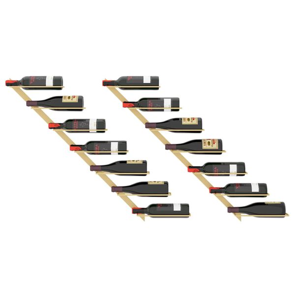 vidaXL Botellero de pared para 7 botellas 2 unidades metal dorado