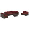 vidaXL Set muebles de jard&iacute;n 9 piezas y cojines rat&aacute;n sint&eacute;tico marr&oacute;n