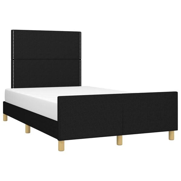 vidaXL Estructura de cama sin colch&oacute;n tela negro 120x190 cm