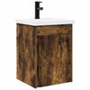 vidaXL Unidad de tocador de ba&ntilde;o con grifo Roble Ahumado