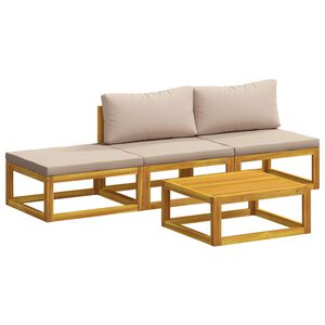 vidaXL Juego de Sof&aacute; 4 uds. Natural Madera de Acacia S&oacute;lida