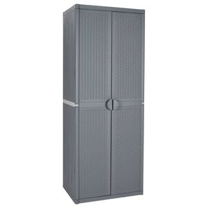 vidaXL Armario de almacenaje para jard&iacute;n PP rat&aacute;n gris 65x45x172 cm