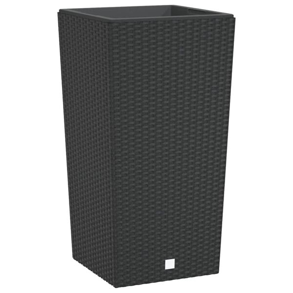 vidaXL Macetero con interior extra&iacute;ble PP rat&aacute;n gris antracita 21/49 L