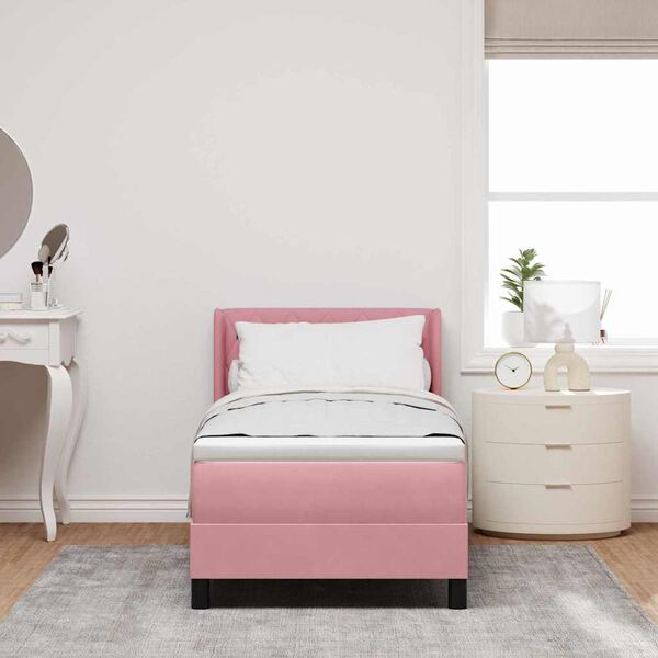 vidaXL Cama tipo Box Spring con colch&oacute;n Rosa 200 x 80 cm Terciopelo