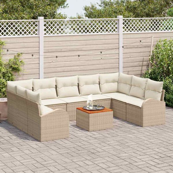 vidaXL Conjunto de sof&aacute;s de jard&iacute;n 10 pcs Beige y Crema