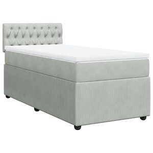 vidaXL Cama box spring con colch&oacute;n terciopelo gris claro 80x200 cm