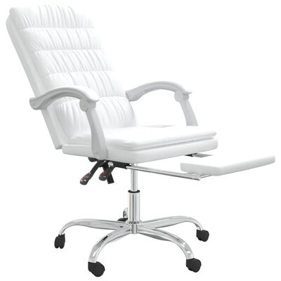 vidaXL Silla de oficina reclinable cuero sintético blanco
