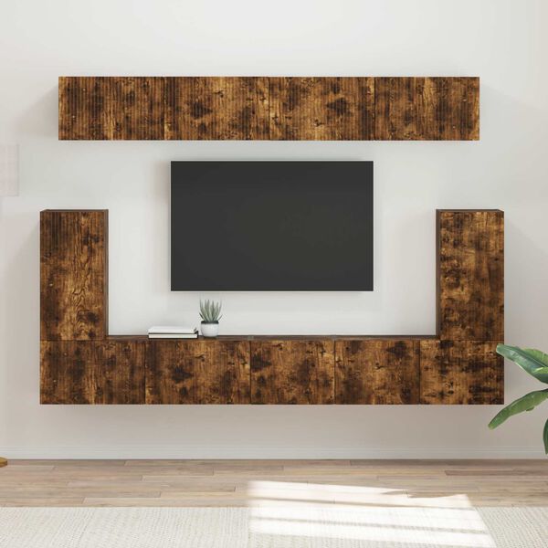 vidaXL Conjunto de mueble de TV 5 pcs Roble ahumado
